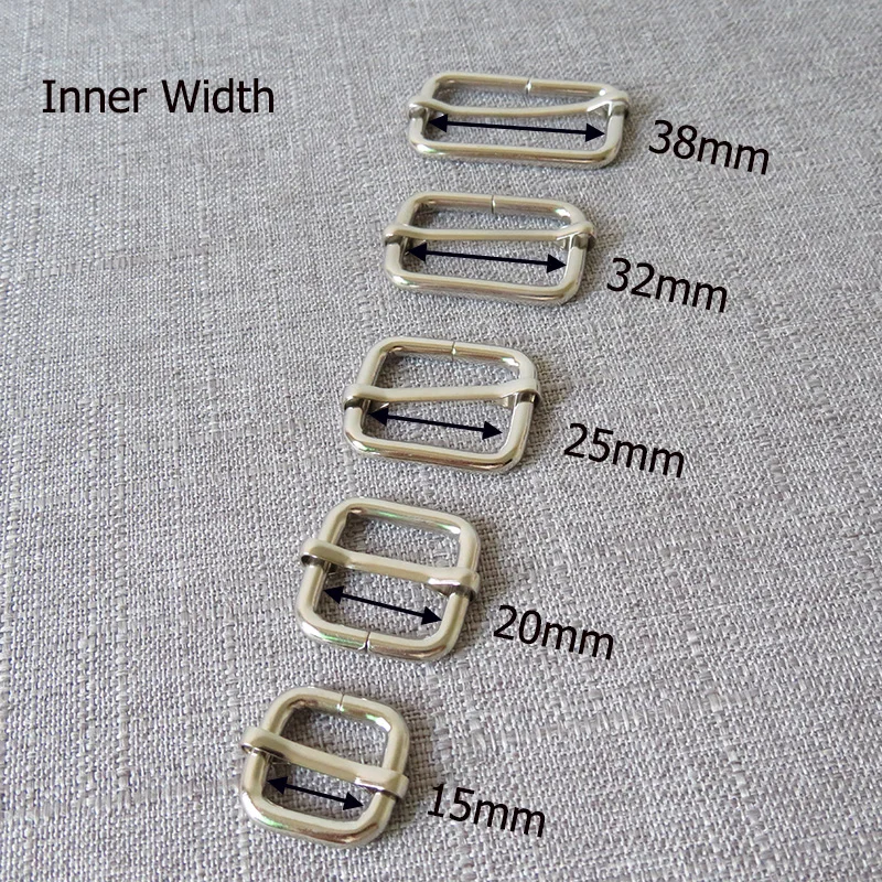 20Pcs 15mm 20mm 25mm 32mm 38mm Metal Adjuster Slider Clasp For Bag Bacpack Dog Collar Sewing Accessory Purse Straps Belt Buckle