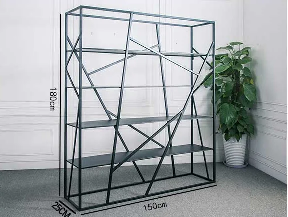 Small hibiscus simple and creative floor-to-ceiling metal bookshelf Nordic iron art partition shelf personality display frame IN