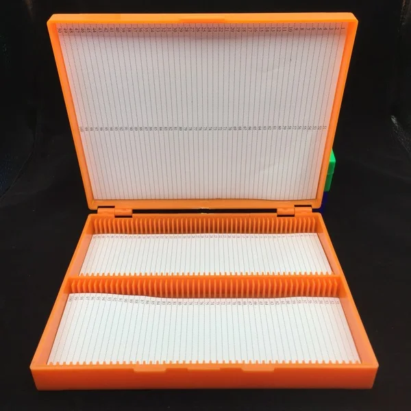 Lab ABS Plastic Microscope Dispenser Slides Storeage Box 100pcs Pathological Slides Storage Holder Case