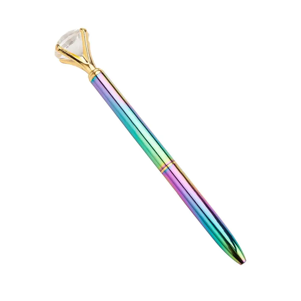 10pcs/lot Promotional Big Diamond Crystal Ball Pen Rainbow Crystal Diamond Ballpoint Pen With Customized Logo