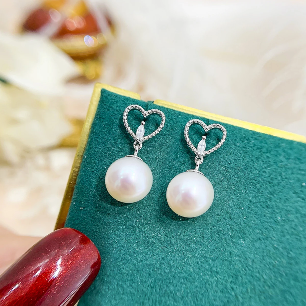 

New 2021 Heart Design Earrings Jewery Making Women DIY Pearl Earrings Components Fittings Accessory