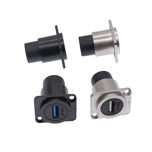 Imagen 2 del producto Conector USB 2.0 3.0 hembra a hembra de metal para montaje en panel, toma USB negra