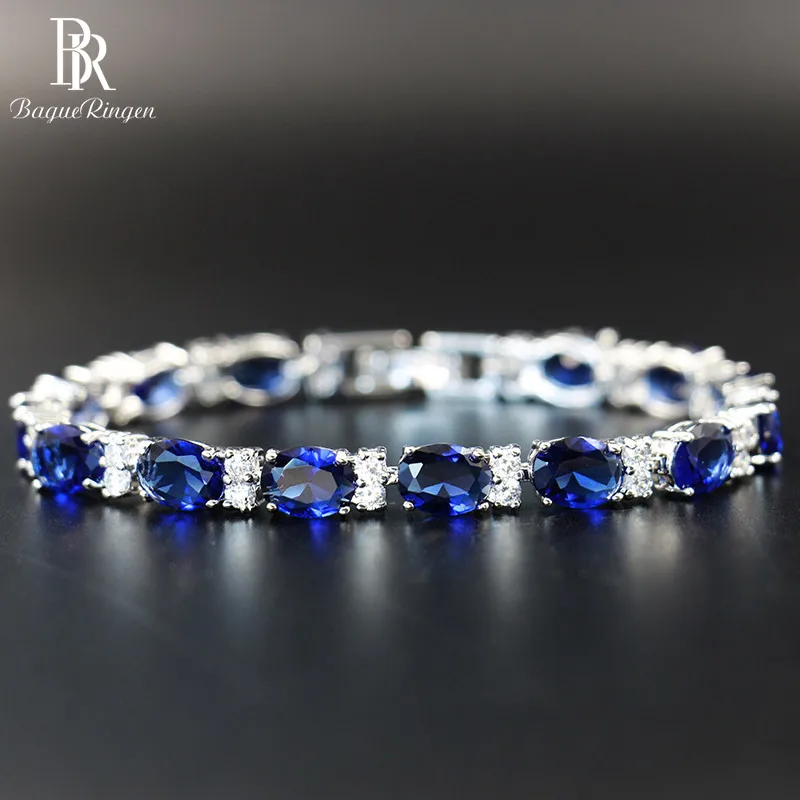 Bague Ringen Fashion Hand Jewelry Geometry Gemstone Bracelet For Women Delicate Artificial Sapphire Female Accessory For Wedding