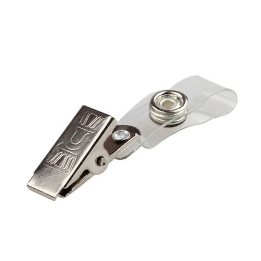 10pcs Transparent ID Badge Holder Lanyard Key Card Holder Metal Badge Name Tag Lanyard Clip