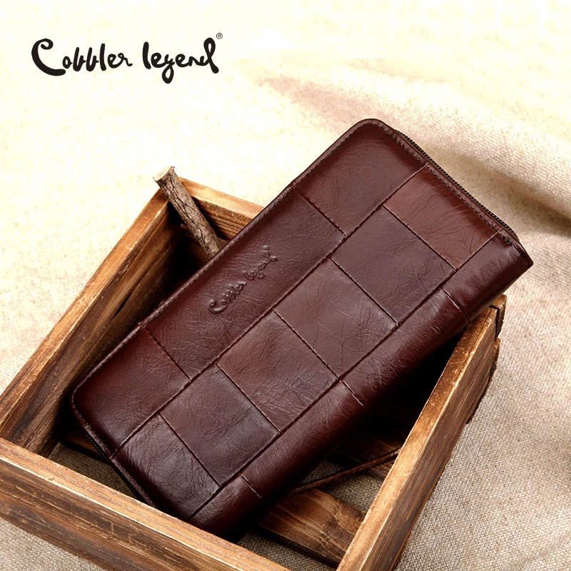 Cobbler Legend Genuine Leather Large Capacity Women's Long Wallet Business Card Holder Fashion Phone Bag Zipper Purse Handbag