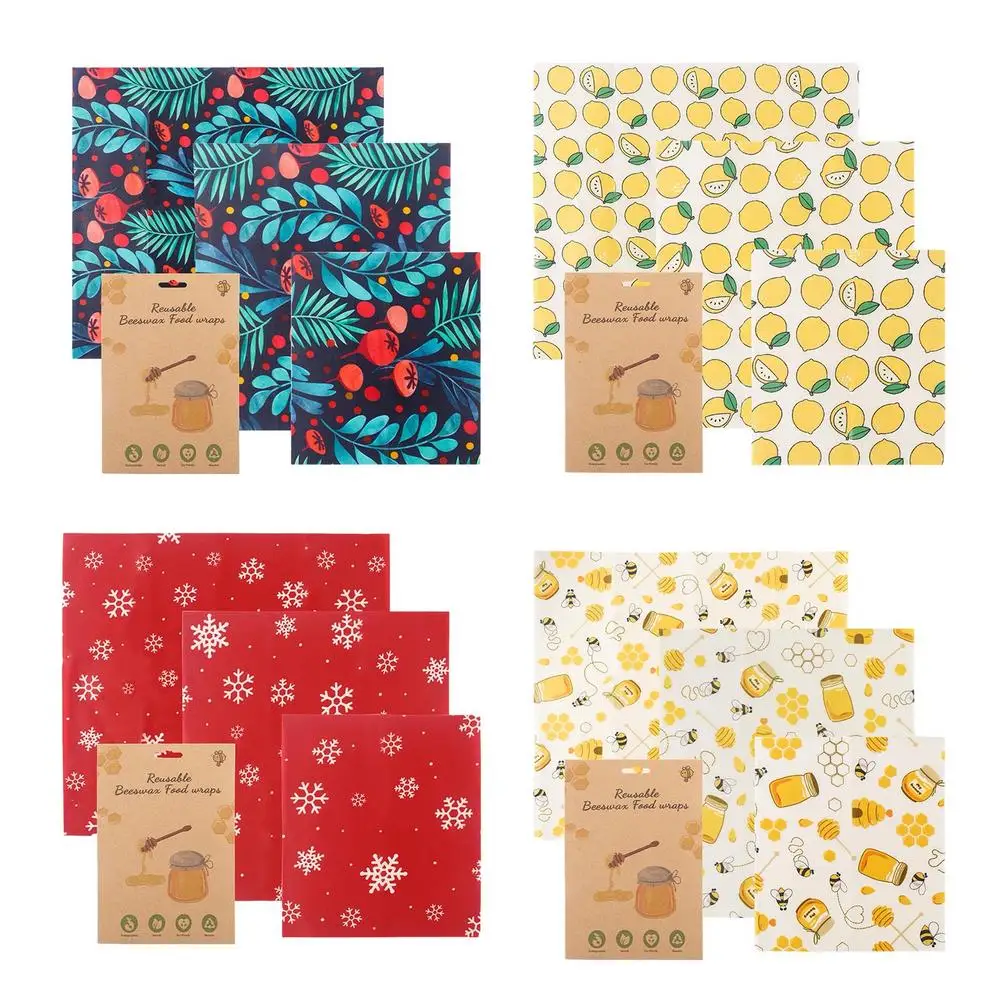 Beeswax Wrap Eco Friendly Kitchen Wrap Replacement Organic Natural Bees Wax Reusable Mixed Pattern Beeswax Food Wraps Bowl Cover