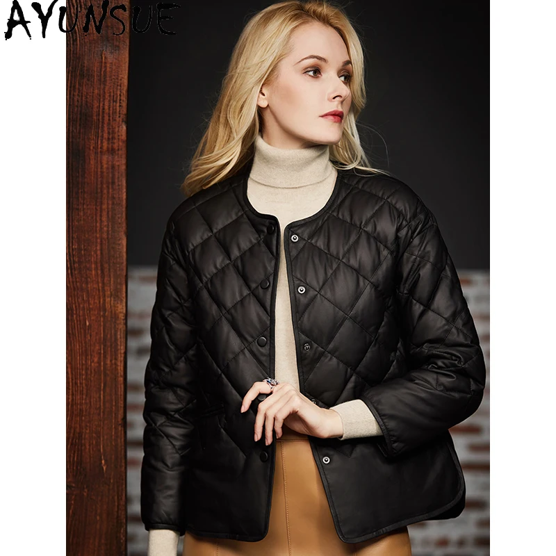 Ayu-abrigo de piel de oveja para mujer, chaqueta de plumón de pato de piel auténtica Natural, ropa de invierno, 2020, 09550