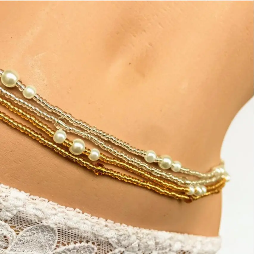 Bohemia Elastic Waist Belly Chain African Belly Chain Waist Beads Body Chain Women Girls Body Summer Boho Jewelry S2069