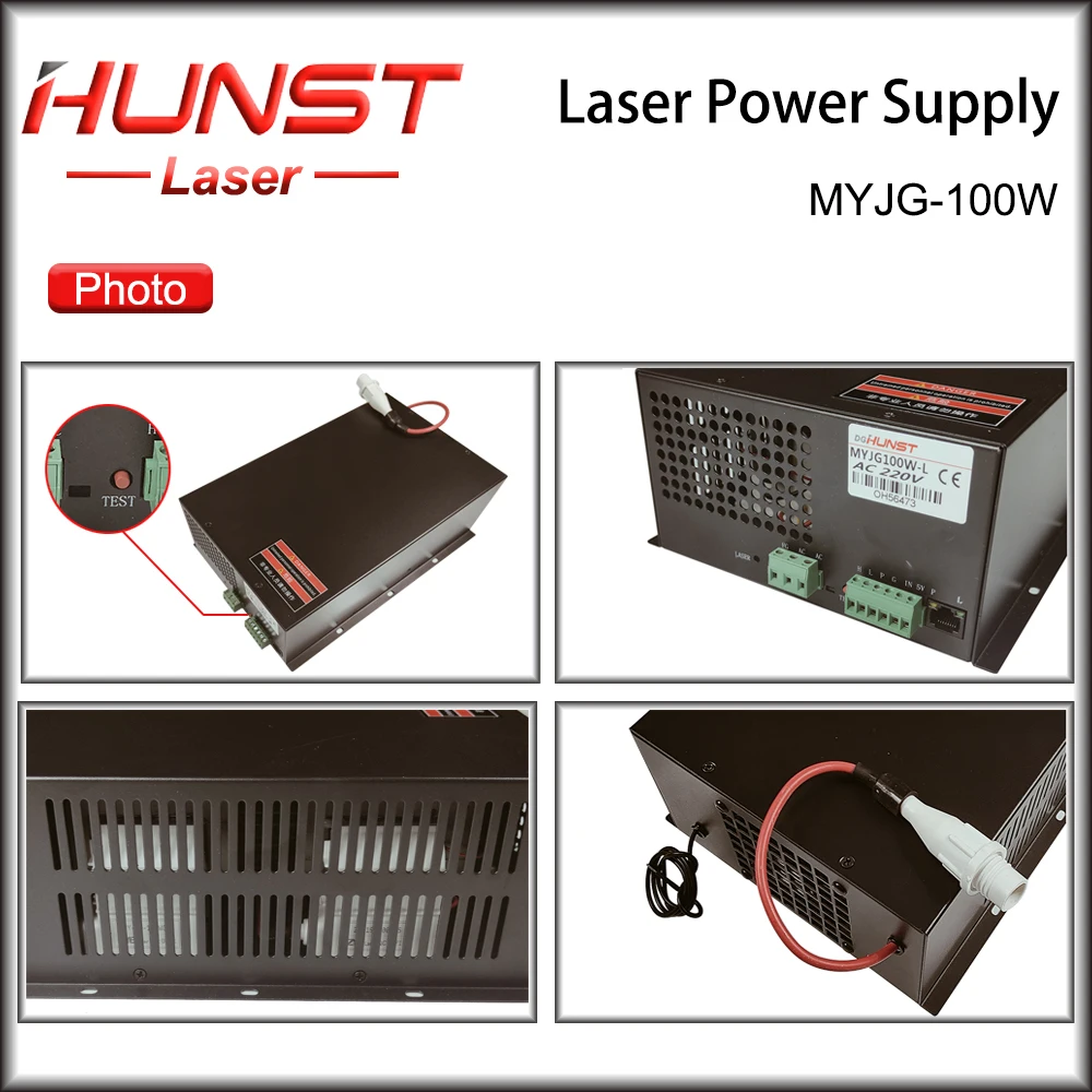 Imagem -06 - Hunst Co2 Laser Power Supply Gerador a Laser para Gravação e Tubo de Máquina de Corte Myjg100w 80w 100w