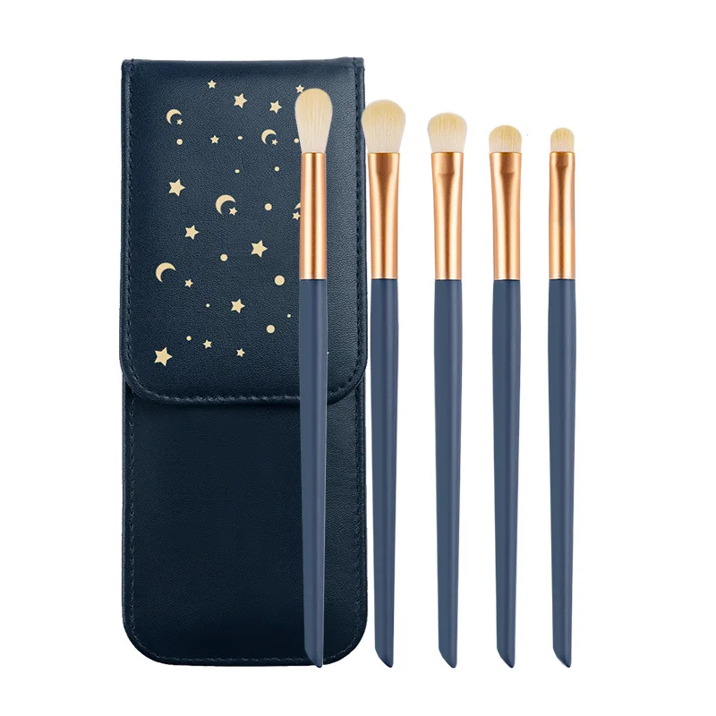 5 sztuk/zestaw podstawowy zestaw cieni do powiek zestaw pędzli do makijażu z torbą kolorowy pędzel do makijażu oczu zagniecenia mieszanie rozmazywanie wysokiej jakości kosmetyk