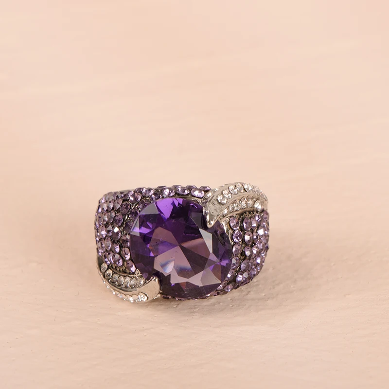 Cellacity Vintage amethyst women ring with oval gemstone purple color 5A zircon female silver fine jewerly gift size 6-10