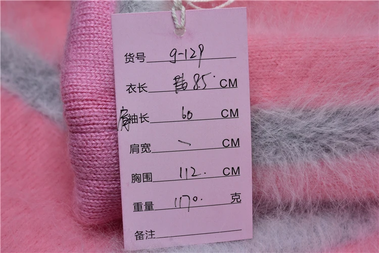 1.2KG heavy thick female women sweet pink mink cashmere knitted long sleeves loose cardigans angora fur jacket coat sweater pull