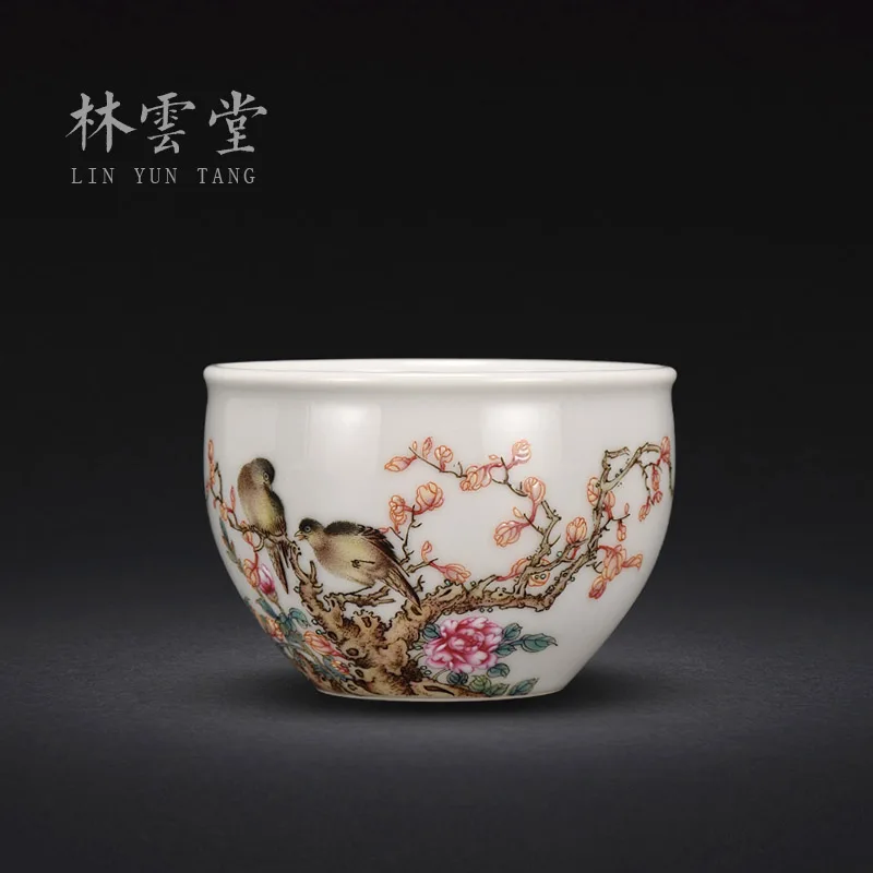 hand-painted famille rose red bird crow jingdezhen handmade ceramic cups kung fu master cup single cup sample tea cup