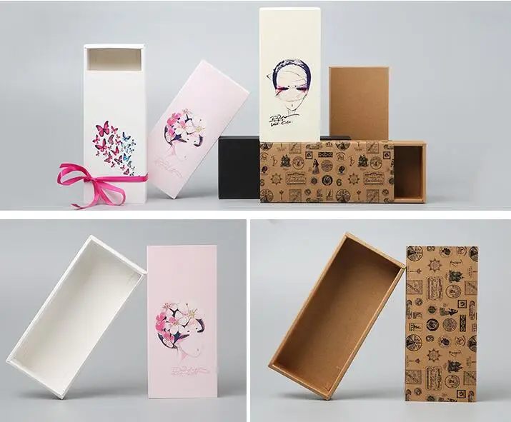 Drawer Kraft wig Packaging Paper Box,kraft drawer gift box,cosmetic perfume bottle packaging box beautiful New design Large size