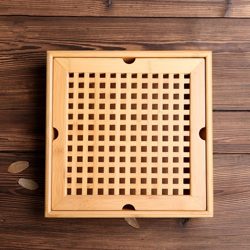 Natural Bamboo Tea Tray Chinese Kung Fu Tea Ceremony Table Hand Made Tea Sets Teapot Crafts Tray Environment