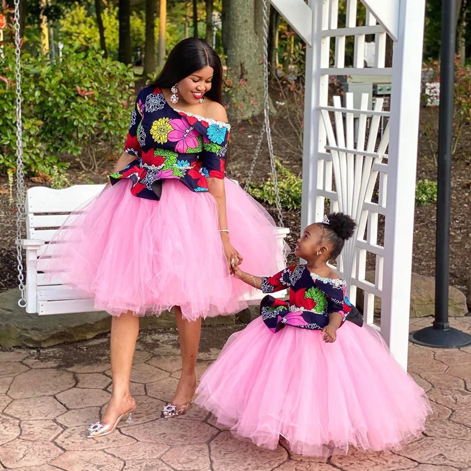 Sweet Pink Tiered Tulle Skirts Women Chic Ruffle Knee Length Tutu Formal Birthday Party Skirt Mother Daughter Custom Made