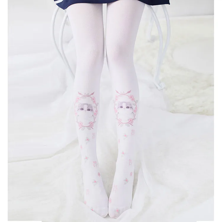 Chaussettes japonaises à imprimé de chat, lolita douce et mignonne, pour fille étudiante, lolita kawaii