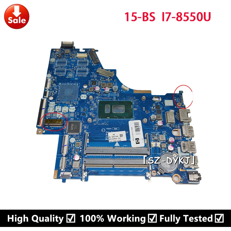 Para HP 15-BS 250 G6 LA-E802P LA-E801P Com I7-8550U 15-bs100TX Laptop Motherboard 934909-601 934909-001 934909-501 Mainboard