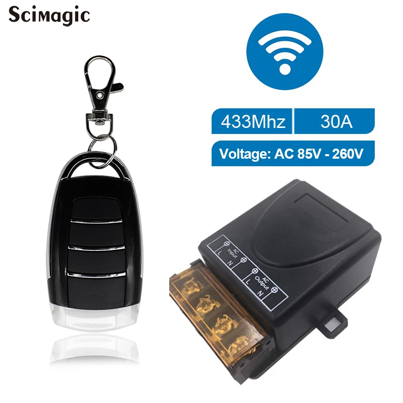 AC 110V 220V 30A Relay Wireless RF Smart Remote Control Switch Transmitter+ Receiver For 433MHz Smart Home Remote Long distance