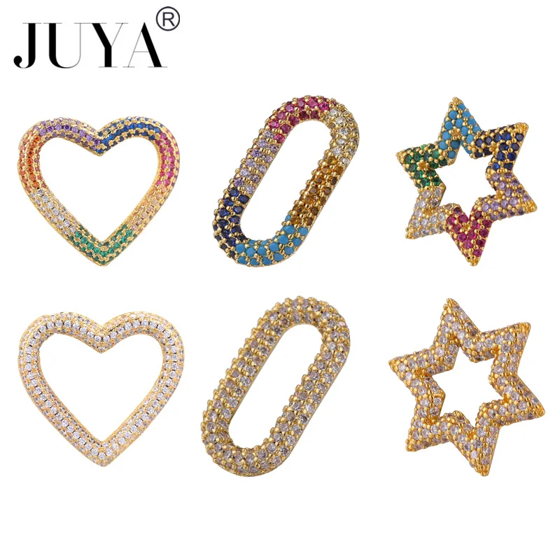 JUYA Luxurious Geometry Fastener Clasps Hooks For Jewelry Making Cubic Zirconia Charm Connector DIY Handmade Jewelry Accessories