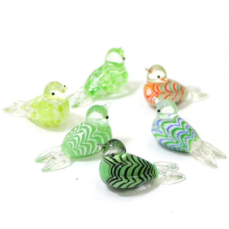 Wholesale Custom Handmade Glass Bird Miniature Figurines Japanese Style Cute Tiny Animal Craft Ornaments Home Fairy Garden Decor