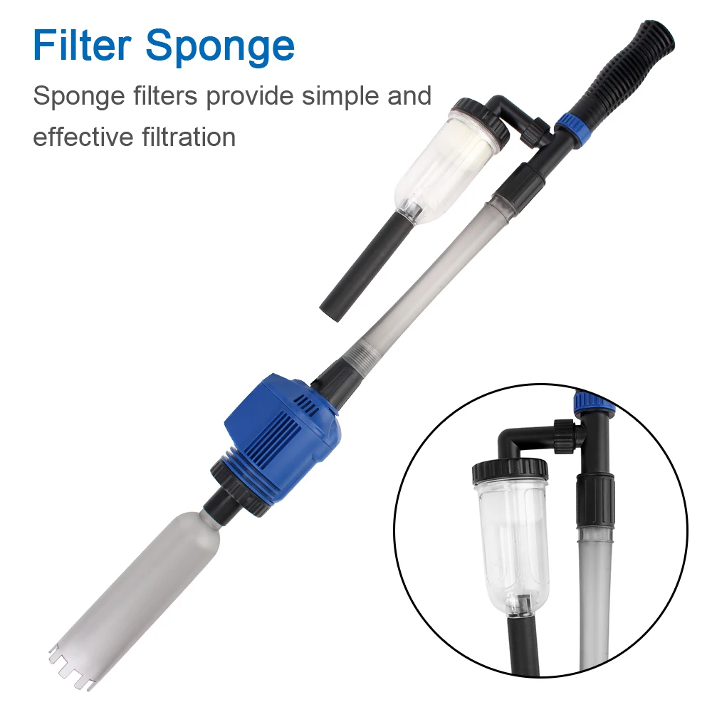 Aquarium Siphon Operated Cleaner Fish Tank Sand Washer Electric Siphon Filter Vacuum Gravel Water Changer US Plug