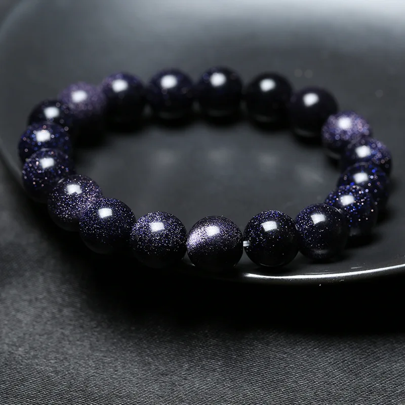 Natural Blue Sandstone Starry Sky Bracelet Men Women's Charm Beaded Bracelet Crystal Bracelet Couple Jewelry Birthday Gifts