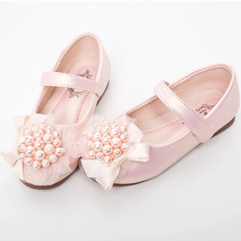 Girls Flats Children Princess Shoes for Wedding Party Kids Beaded with Lace Floral Shoes for Big Girl Performance Dress Shoes