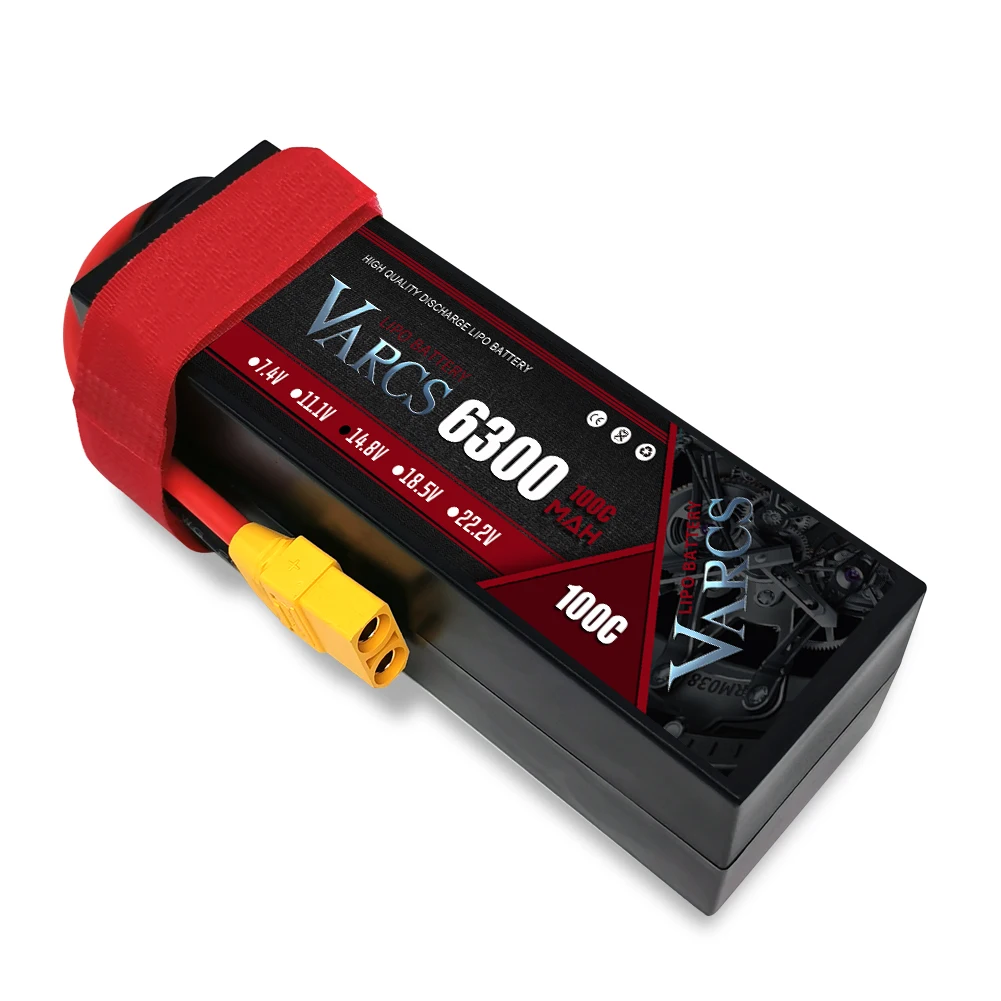 2 batterie VARCS Lipo 4s 14.8V 6300mAh 100C/200C custodia rigida per RC 1/8 /10 auto fuoristrada Buggy camion barche Drone salash Parts