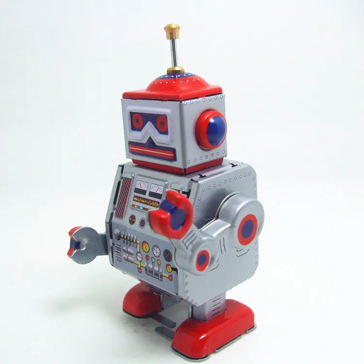 [Lustige] Klassische sammlung Retro Clockwork Wind up Metall Walking Zinn werker roboter rückruf Mechanische spielzeug kinder weihnachten geschenk