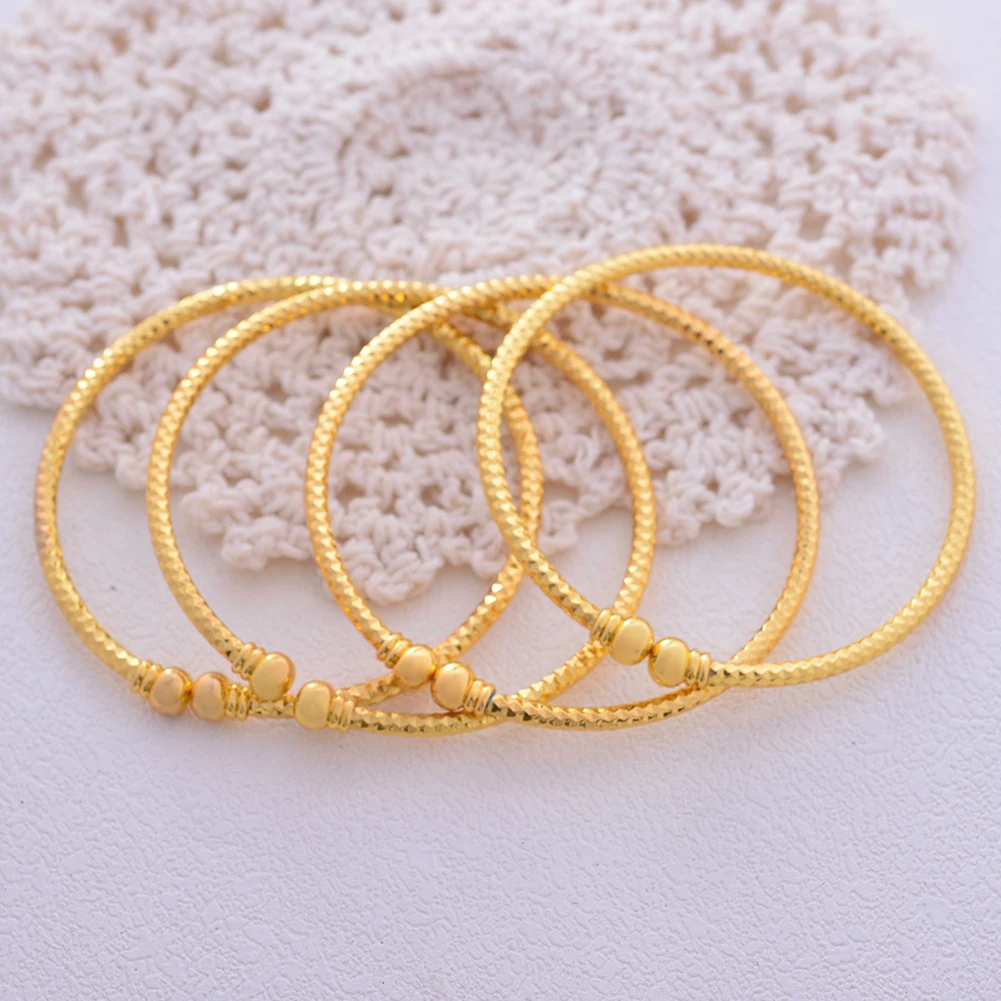 

Wando 24K Middle East Arab Gold Bangles Bracelets Dubai Gold Color Bracelets Africa Bangles for Women Wedding Jewelry Gift