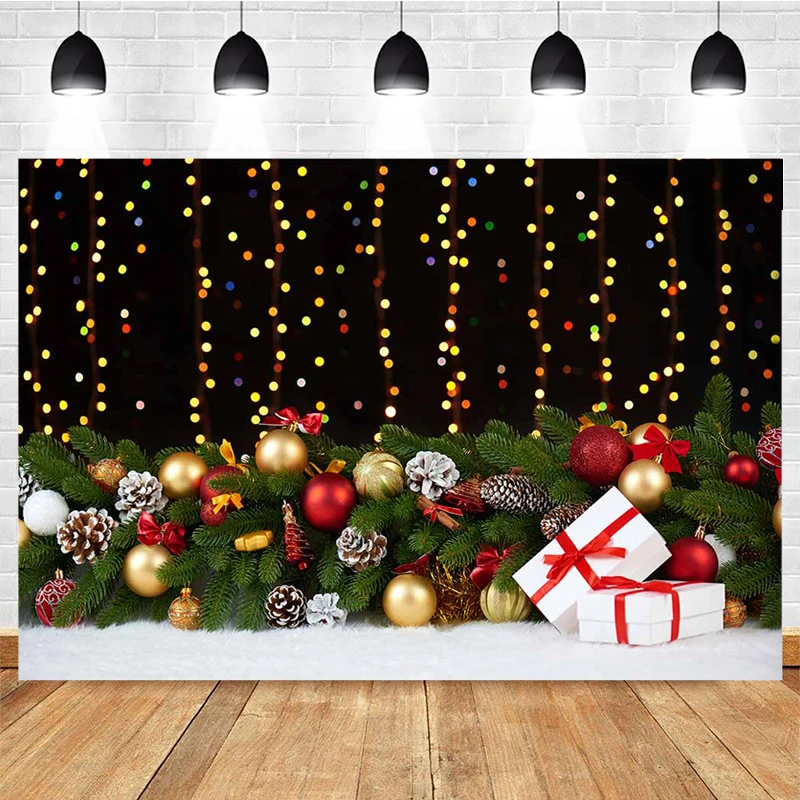 Mocsicka Christmas Photography Background Lights Christmas Tree Gift Decoration Props Child Portrait Photo Backdrop Studio