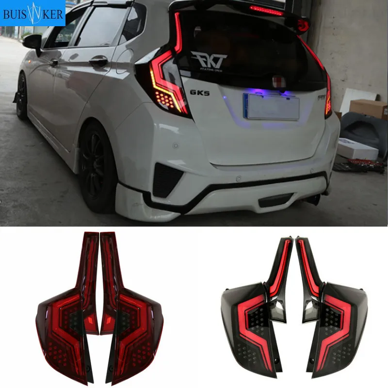 

Car LED Tail Light Taillight For Honda JAZZ FIT GK5 2014 - 2018 Rear Fog Lamp + Brake Light + Reverse + Dynamic Turn Signal