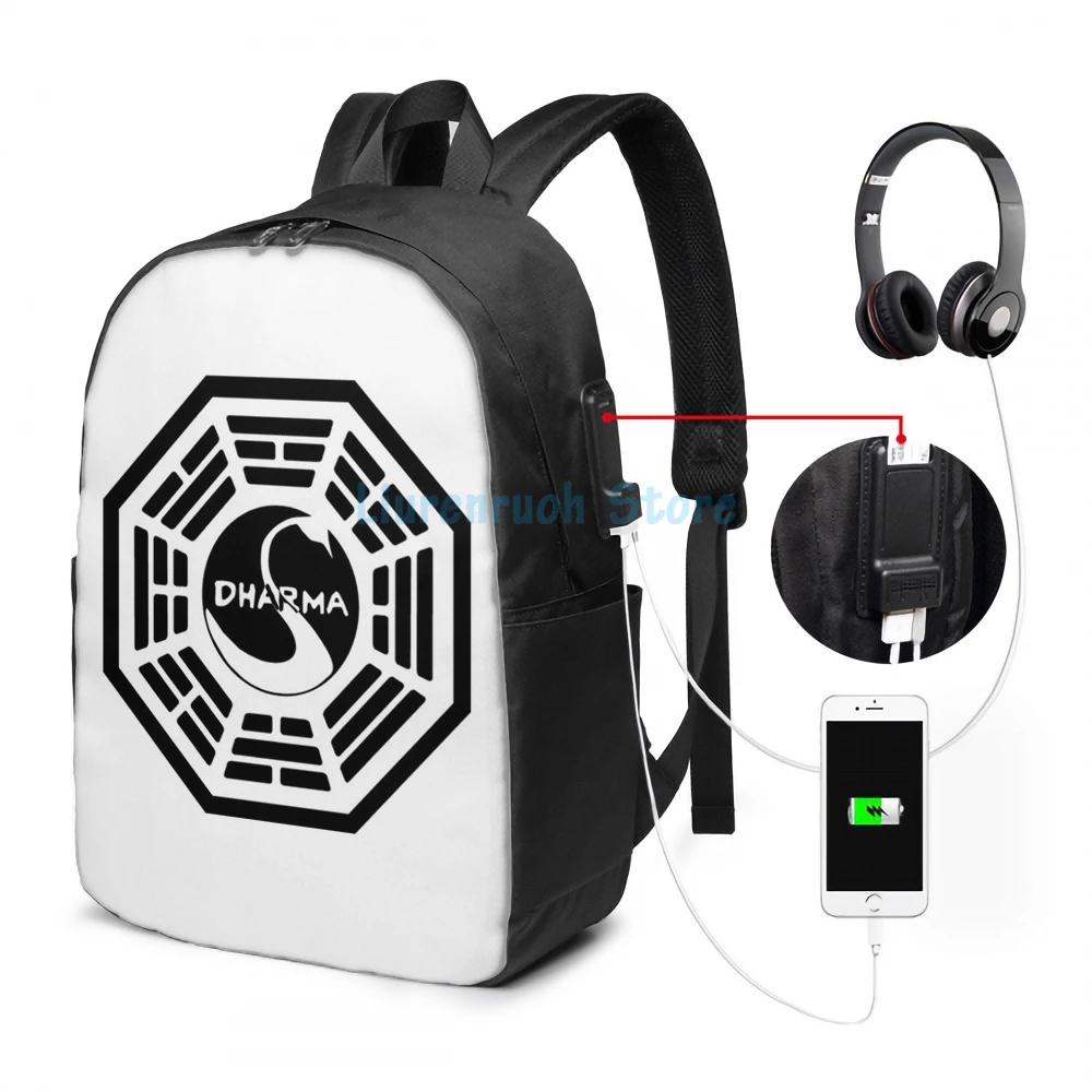 Funny Graphic print The Dharma Initiative - The Swan Station USB Charge Backpack men School bags Women bag Travel laptop bag