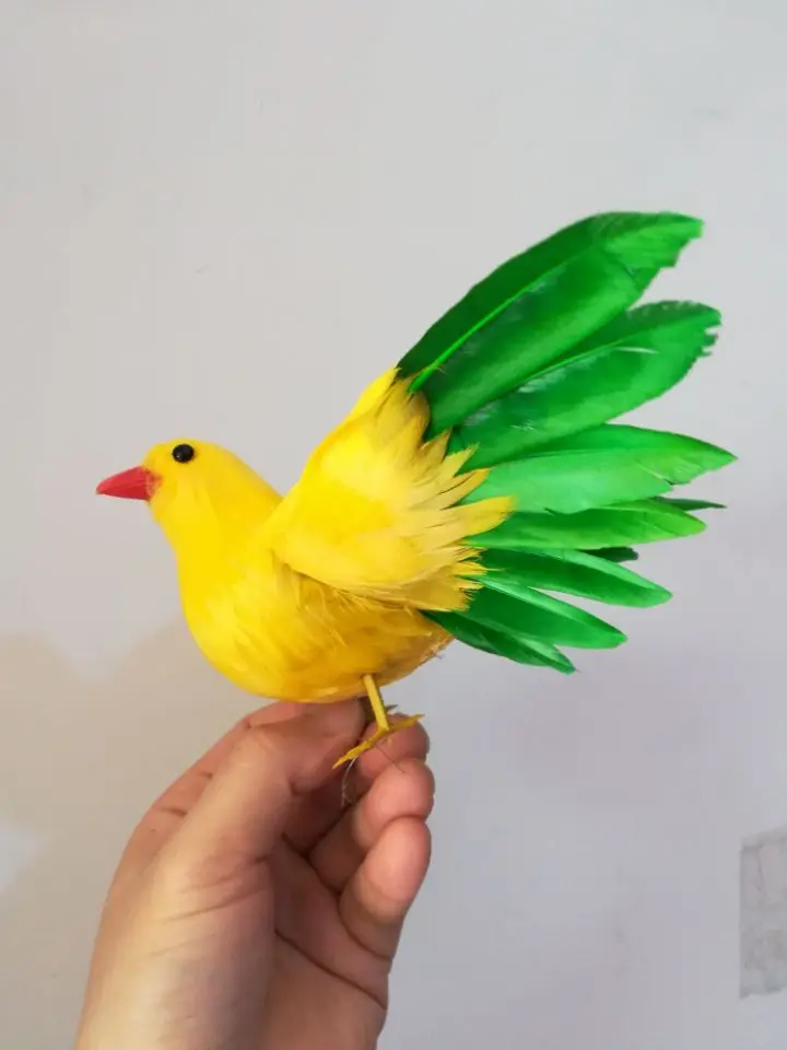 about 15x20cm yellow feathers bird spreading wings bird model handicraft,home garden decoration gift a2029