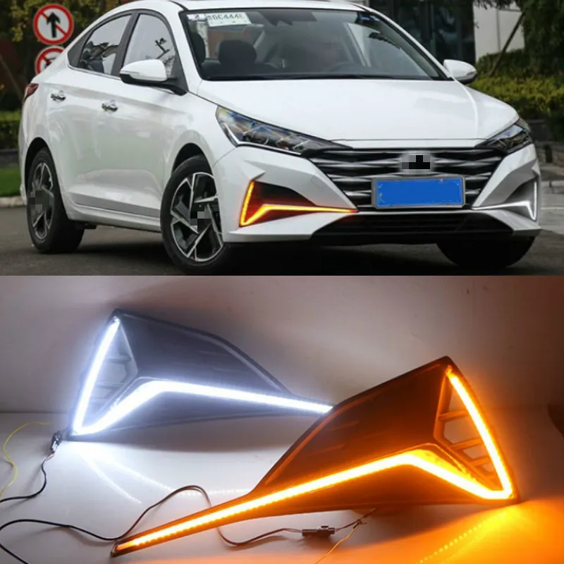 

For Hyundai Accent Solaris Verna 2020 LED DRL Daytime Running Light Fog Lamp 12V Car Running Lights