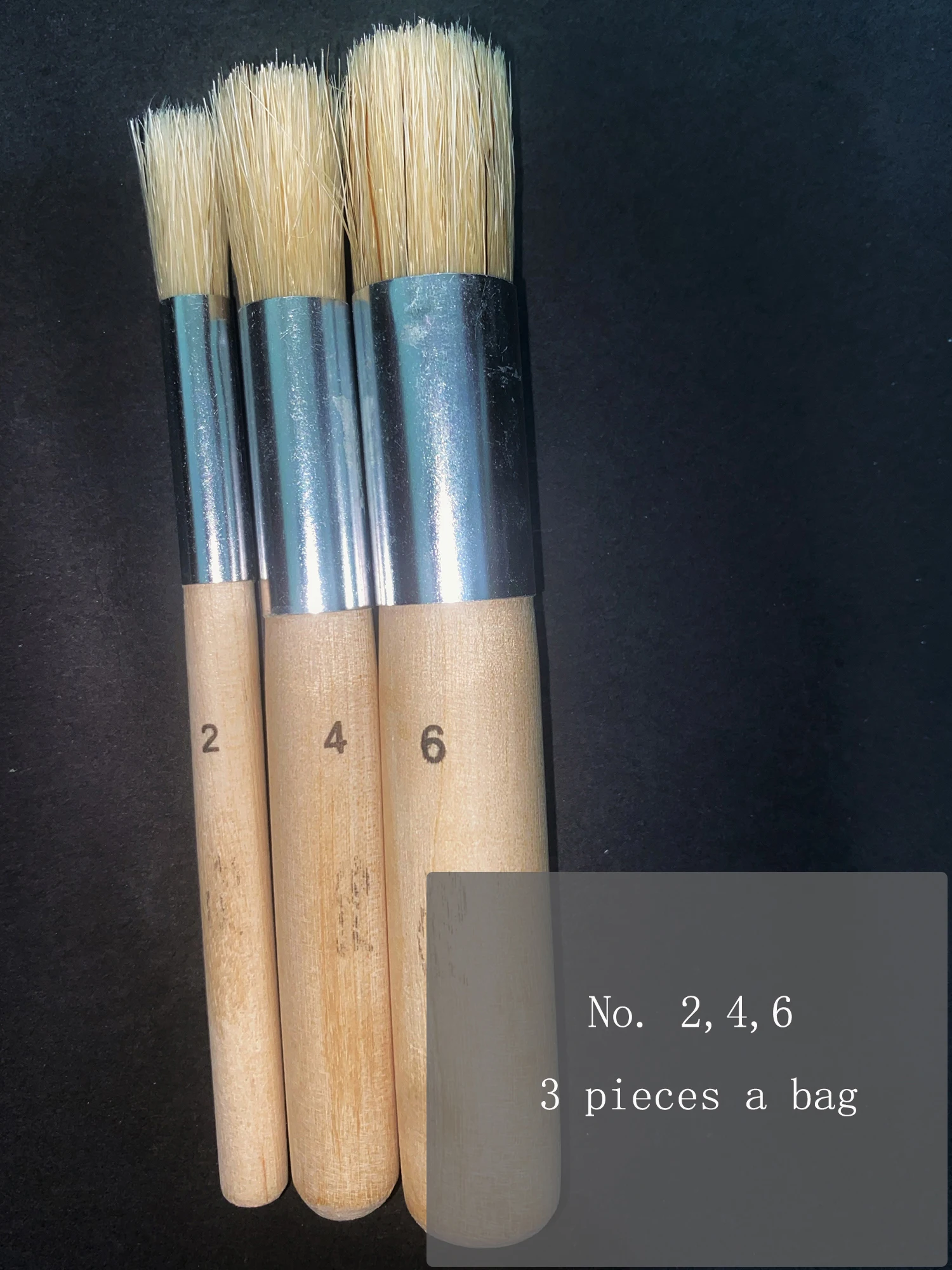 3pcs/Set High Quality Natural Wooden Bristle Brushes for Stencils Painting