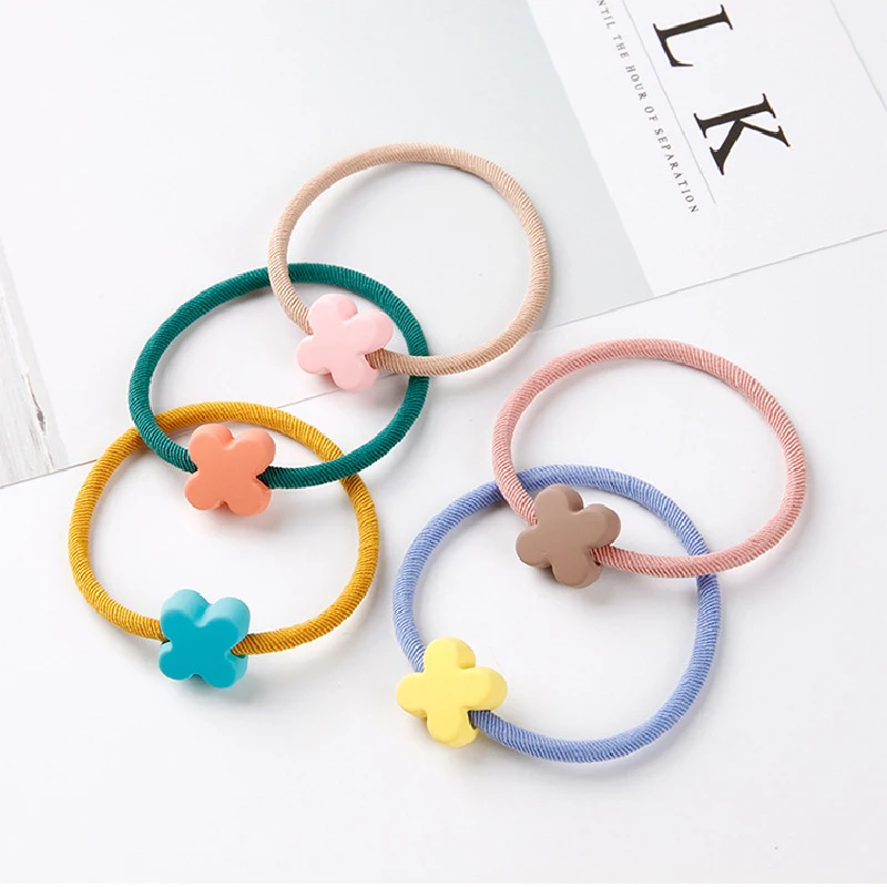 Lovely Four-Leaf Clover Hair Accessories Lucky Princess Headdress Elastic Hair Band Women Children Girl Fashion Nylon Scrunchies