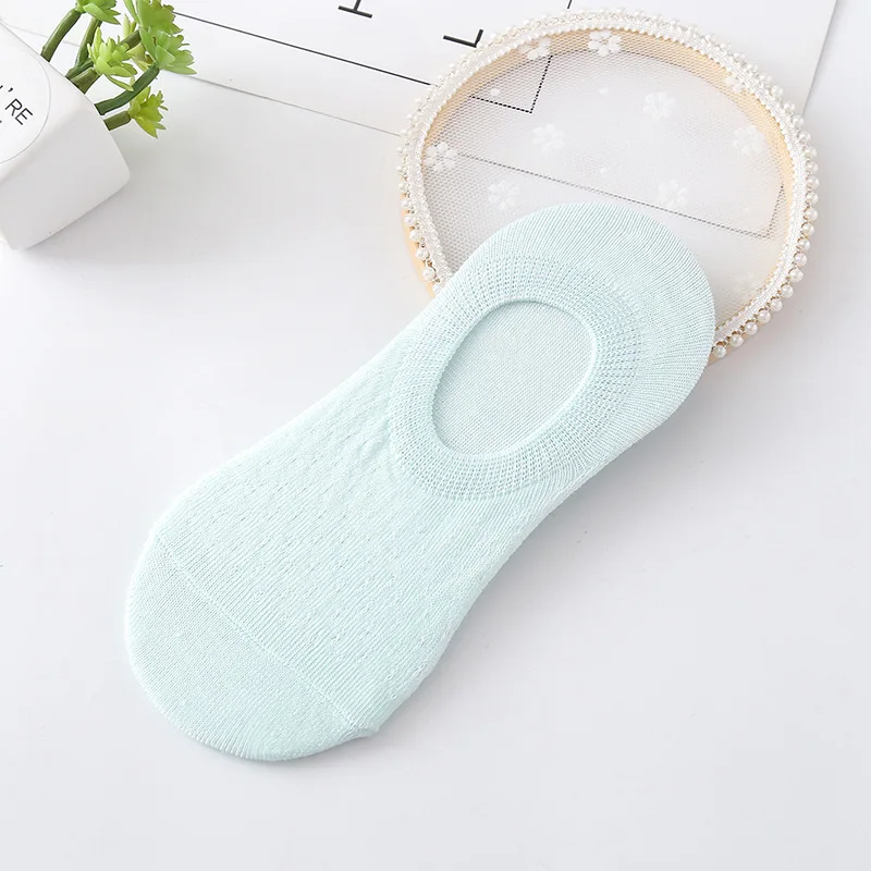 10-teiliges 5-Paar Damen-Socken-Hausschuhe-Set, einfarbig, unsichtbare Bootssocken, atmungsaktiv, rutschfest, Silikon, keine Show, kurze Söckchen – Detail 5