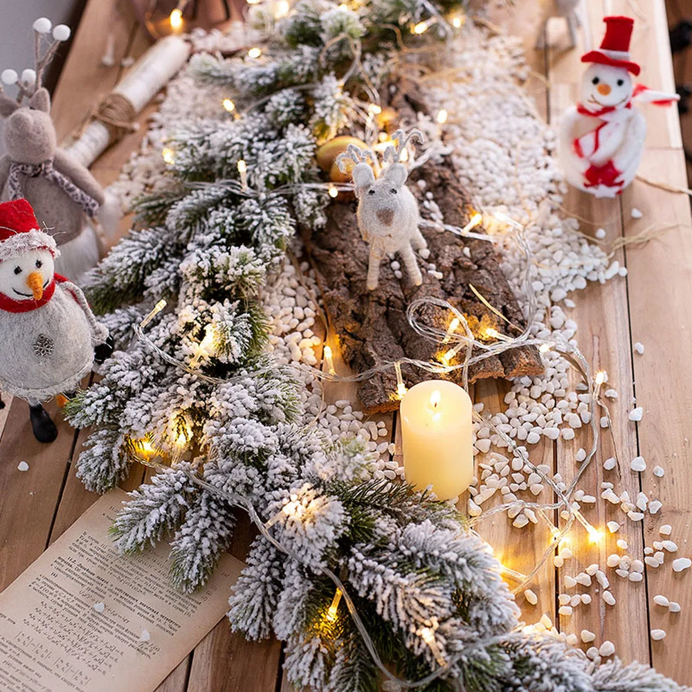 

Christmas Rattan Living Room Decoration Artificial Plants Fake Pine Needle Vine Plant Cedar with Decor Flowers Winter Home Deco
