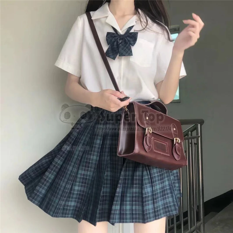 Seaweed JK Uniform Suit Green Plaid Skirt Genuine Top Students School For Sense Skirt Full Set Of Autumn and Summer Suit Women