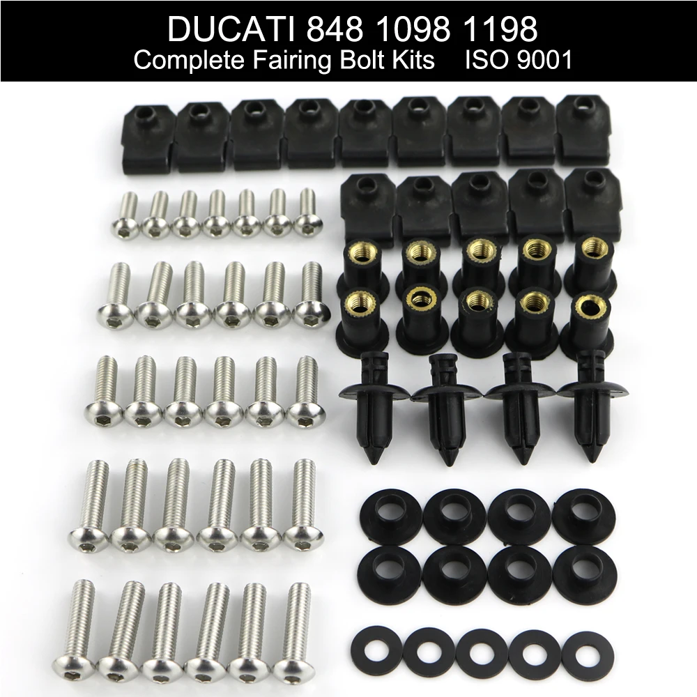 Fit For Ducati 848 1098 1198 Motorcycle Complete Full Fairing Bolts Kits Bodywork Screws Clips Nuts Stainless Steel