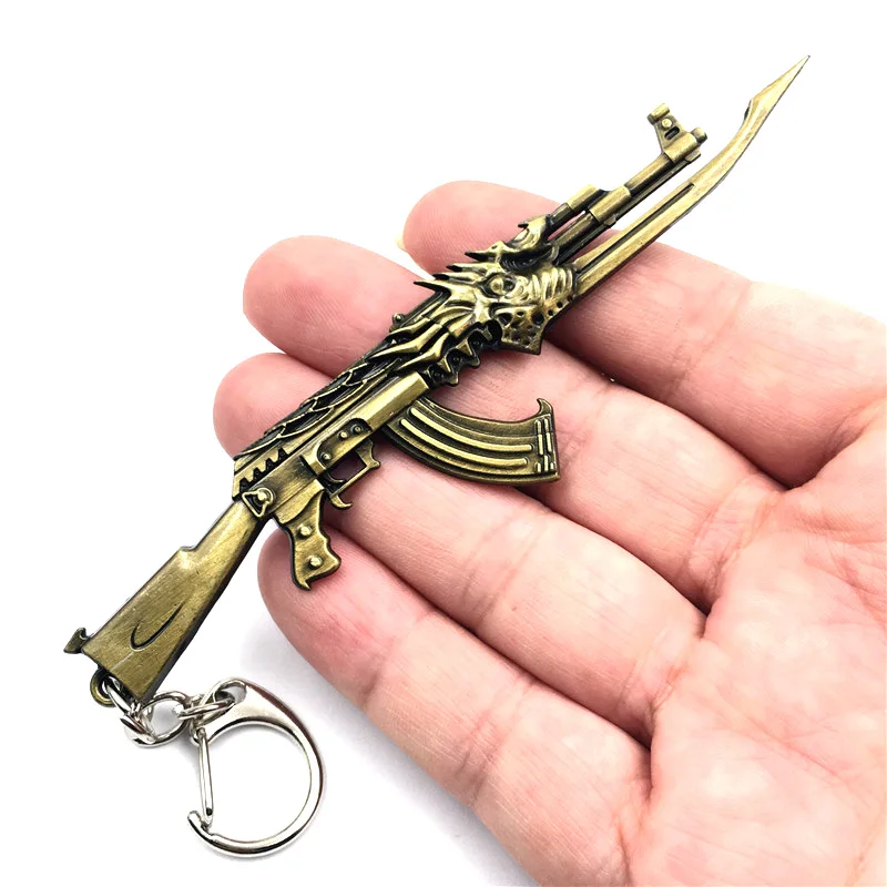 Vintage Counter Strike AK47 Keychain For Men CS GO Gun With Bayonet Key Chain On Schoolbag Trinkets Souvenirs Boyfriend Gifts