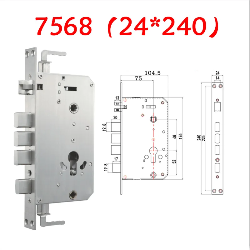 6068,7068, 7568 30*388 40*388 steel security door lock body,Mechanical lock and fingerprint lock body accessories width 75mm