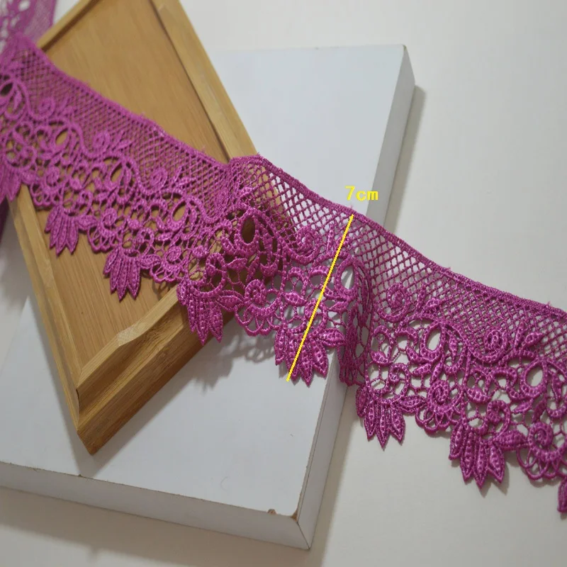 2Yds/lot 7cm Wide rose Hollow Floral Venise Lace Trim with Design for Wedding Bridal,Garment Decoraion