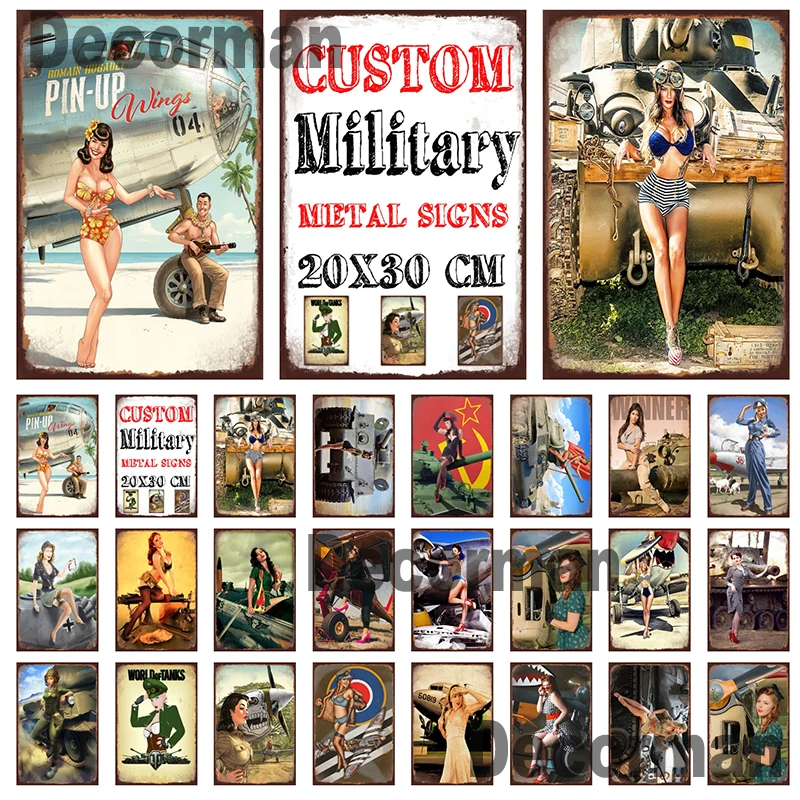 [ Mike86 ] Military Tank War Plane fighter PIN UP Metal tin sign sexy  Poster Painting Store Pub Decoration LTA-3181 20*30 CM