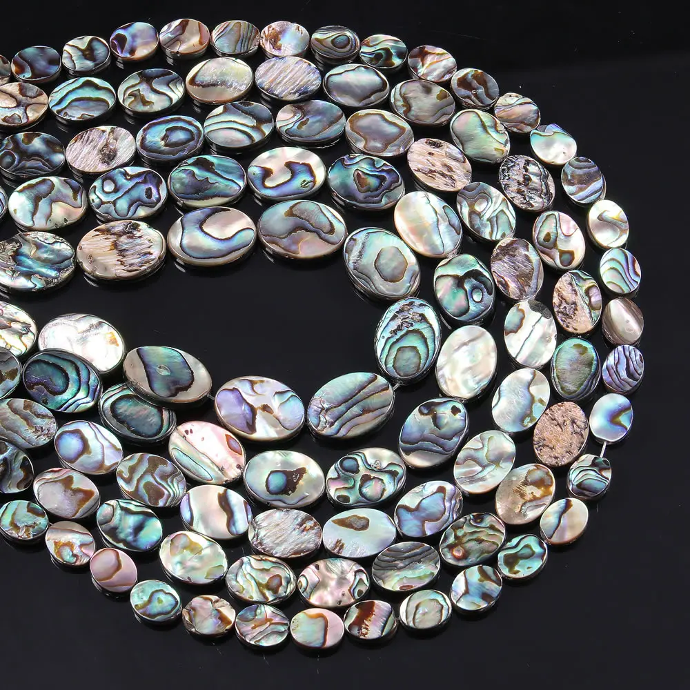 Natural Shell Loose Beads Oval Disc Shape Abalone Shell Isolation Beaded for Jewelry Making DIY Bracelet Necklace Accessories