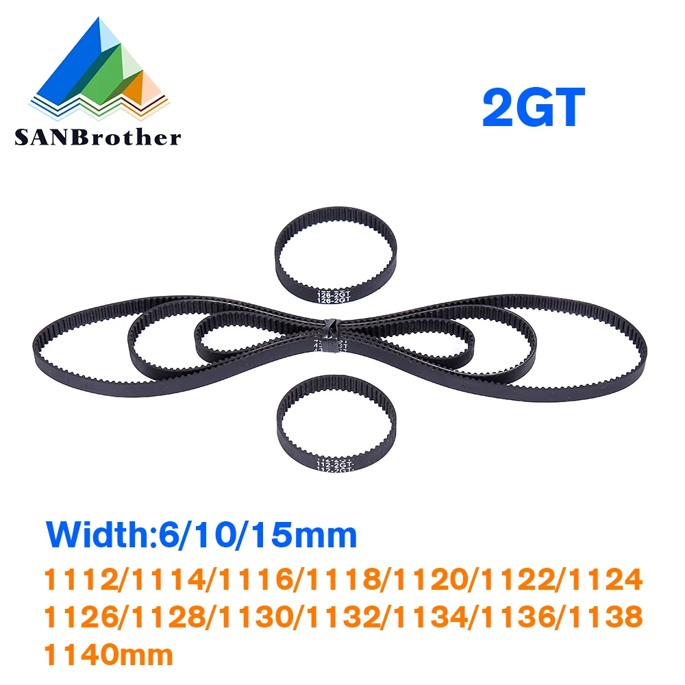 

3D Printer Belt Closed Loop Rubber GT2 Timing Belt 2GT-6 1140 1112 1114 1118 1120 1126 1128 1130 1136 1138mm Width 6 10 15mm