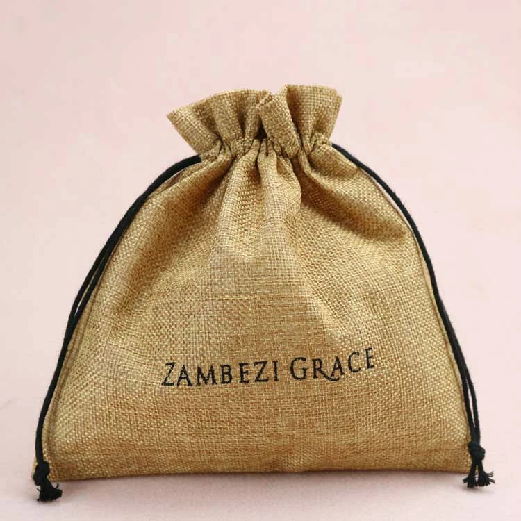 

50PCS Jute Gift Bags Packaging Jewelry Vintage Burlap Sack Cloth Drawstring Pouches Cosmetic Wedding Party Storage Sachets Print