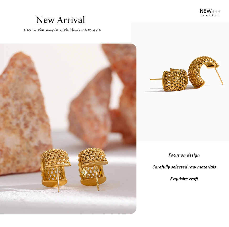 Yhpup Edelstahl Ungewöhnliche Ohrringe Statement Metall Golden Geometrisch Damen Ohrstecker Charm Schmuck Gia Kush би Oviro Gala Geschenk – Detail 13
